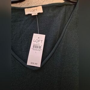LOFT Dark Green V-Neck Sweater